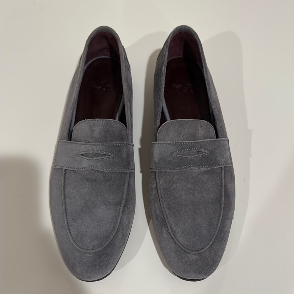 Gray Suede Penny Loafers Flats